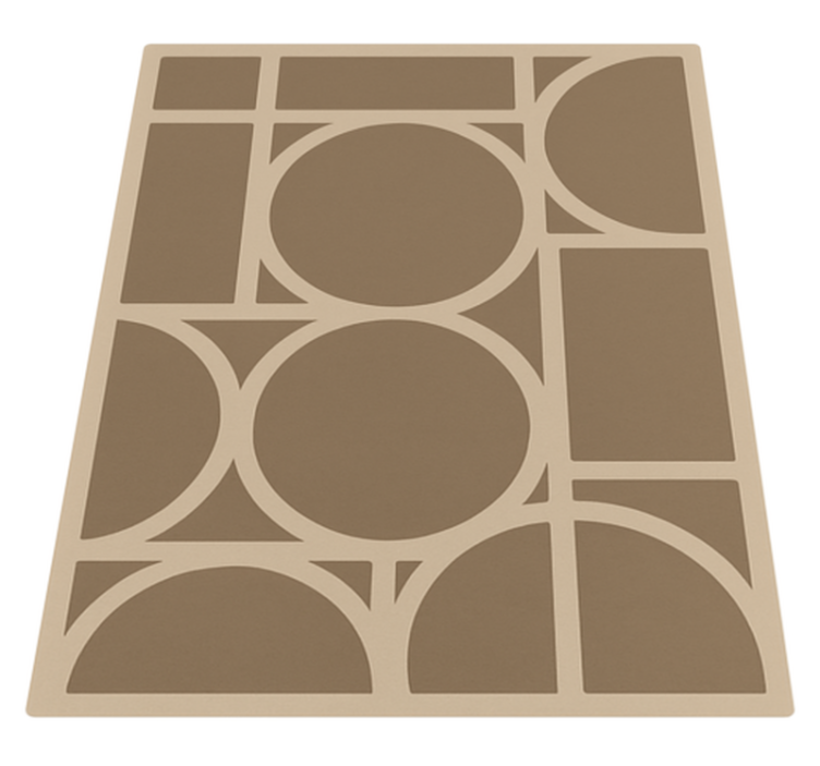 Beige geometric design square vinyl rug - TenStickers