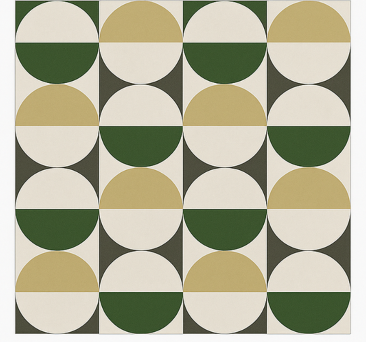 Mid-Century Circular Pattern dining room vinyl rug - TenStickers