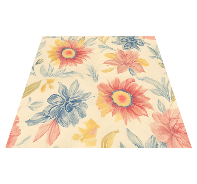Floral burst kitchen vinyl rug - TenStickers