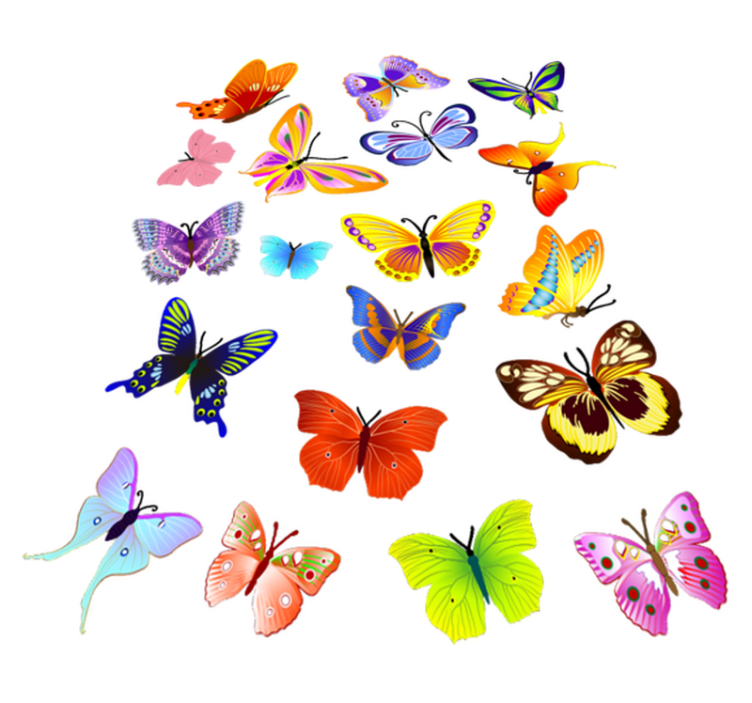 Animal vinyl rug multicolor butterfly sticker - TenStickers