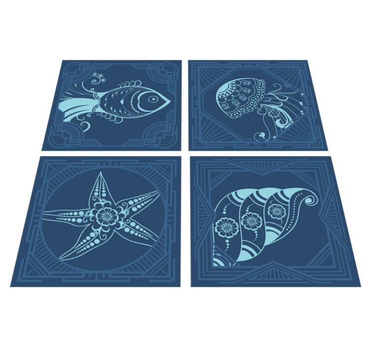 Animal vinyl rug ornamental sea life design - TenStickers