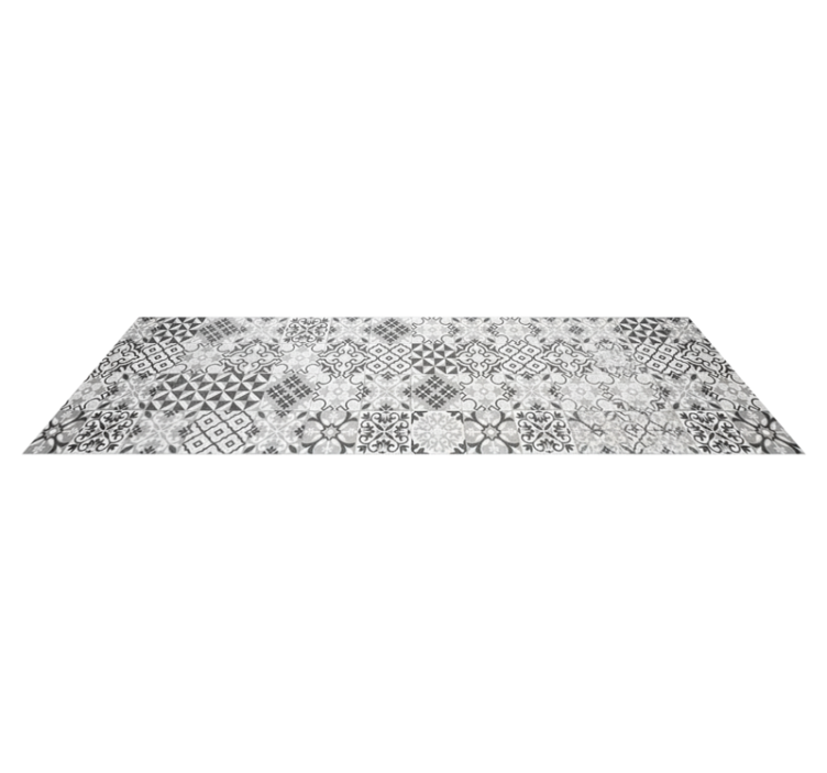 Kitchen vinyl rug intricate greyscale mosaic - TenStickers