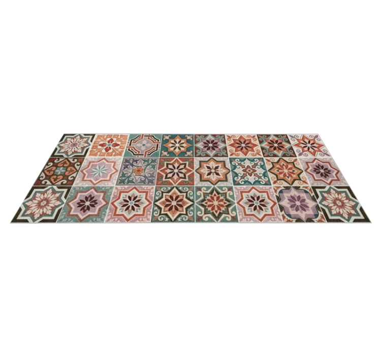 Vibrant eclectic patchwork kitchen vinyl rug - TenStickers