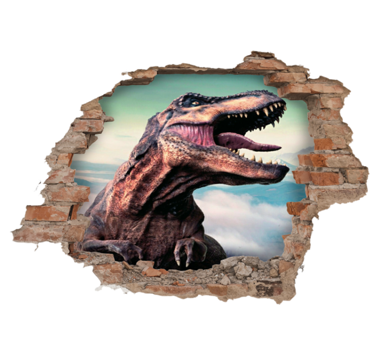 Animal vinyl rug realistic dinosaur breaking the wall - TenStickers