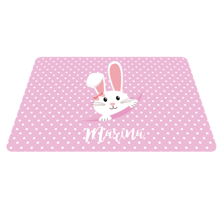 Animal vinyl rug cute bunny for girl with name - TenStickers