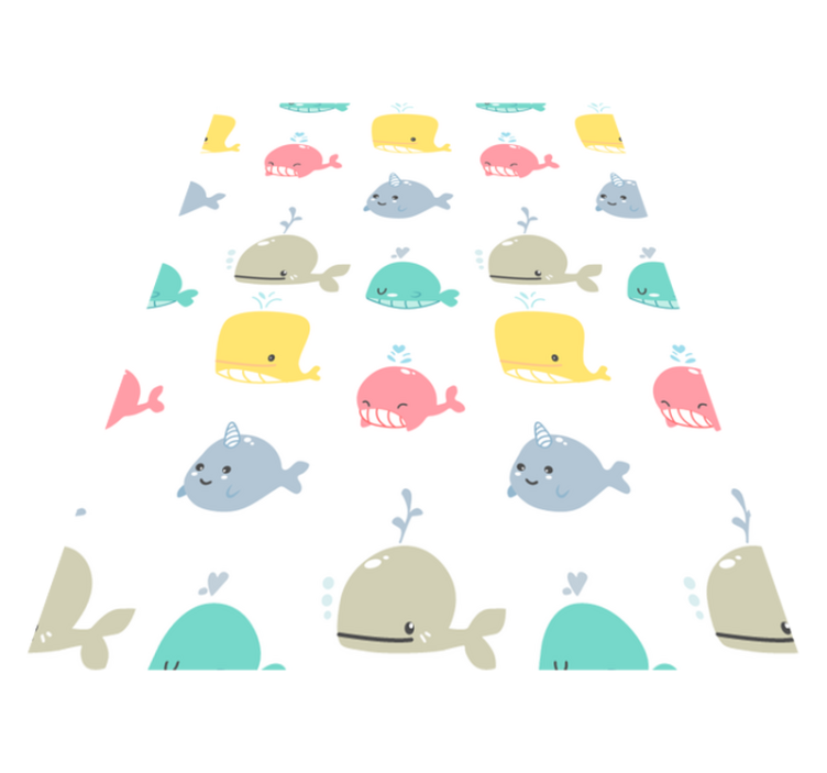 Baby colorful whales animal vinyl rug - TenStickers