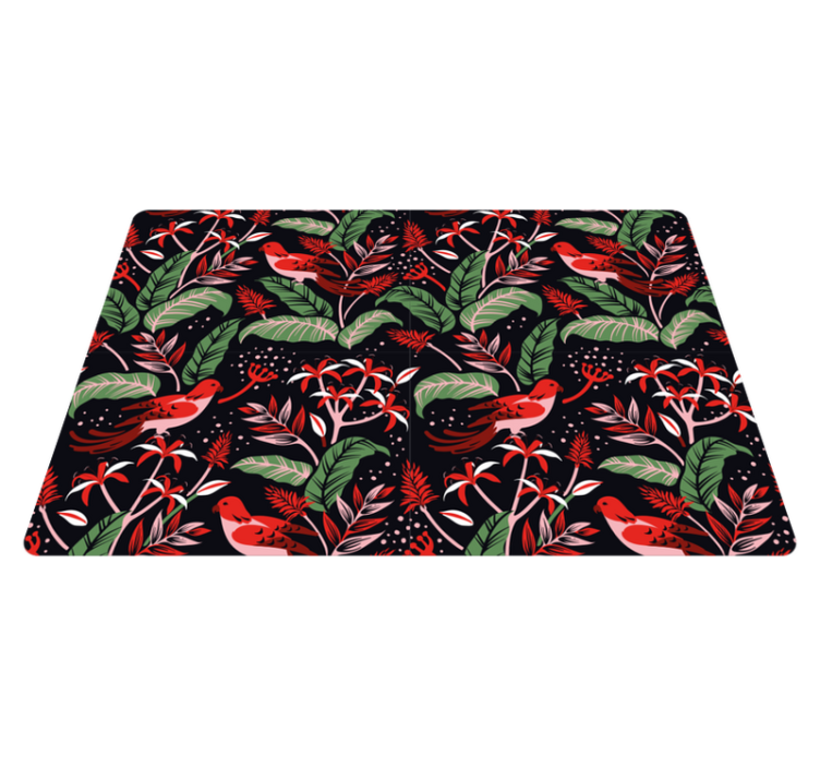 Animal vinyl rug with red and pink leaf pattern - TenStickers