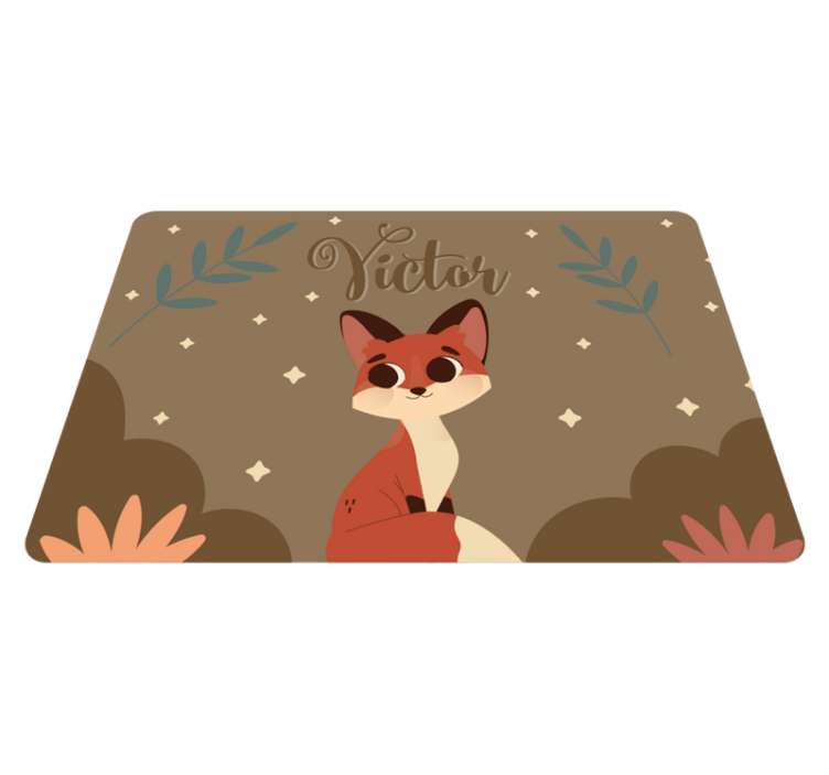 Cute fox vinyl rug for boy with name - TenStickers