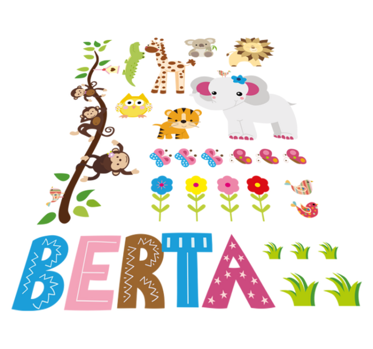 Animal vinyl rug jungle tree with name - TenStickers