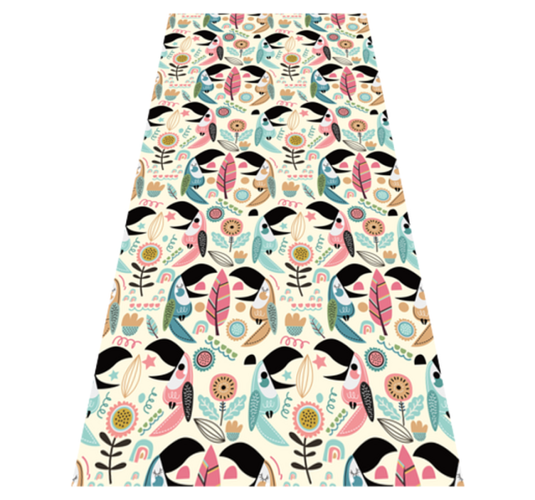 Animal vinyl rug with blue nordic pastel leaves - TenStickers