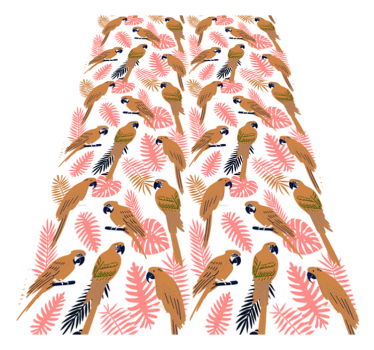 Orange parrots with pink flowers animal vinyl rug - TenStickers