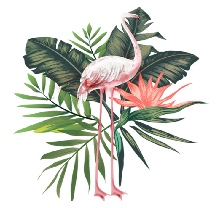 Watercolor flamingo and monstera leaves animal vinyl rug - TenStickers