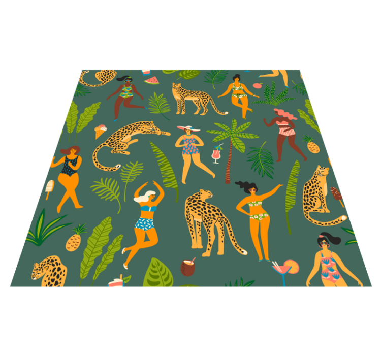 Women with leopard print animal vinyl rug - TenStickers