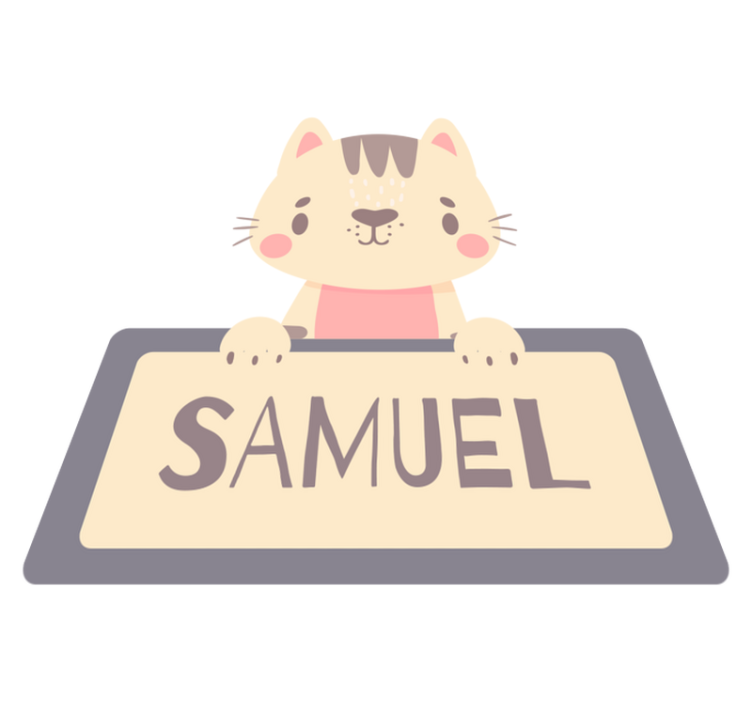 Animal vinyl rug personalized cat name tag - TenStickers