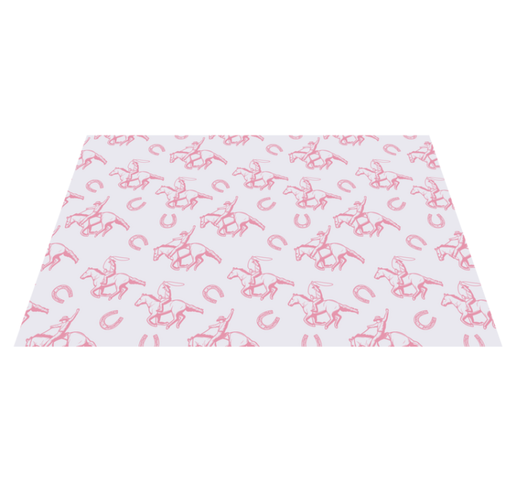 Animal vinyl rug in pink cowboy horse pattern - TenStickers