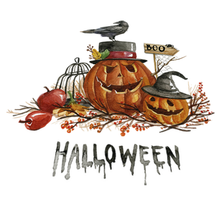Halloween vinyl rug with spooky pumpkins - TenStickers