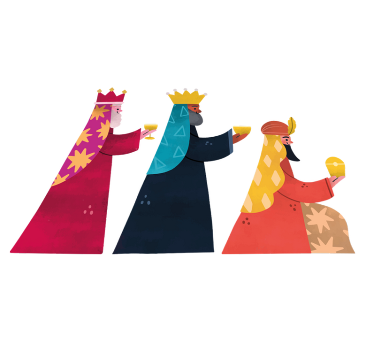 Christmas vinyl rug watercolor three kings - TenStickers