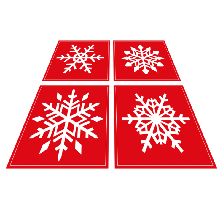 Christmas vinyl rug red snowflakes tiles - TenStickers