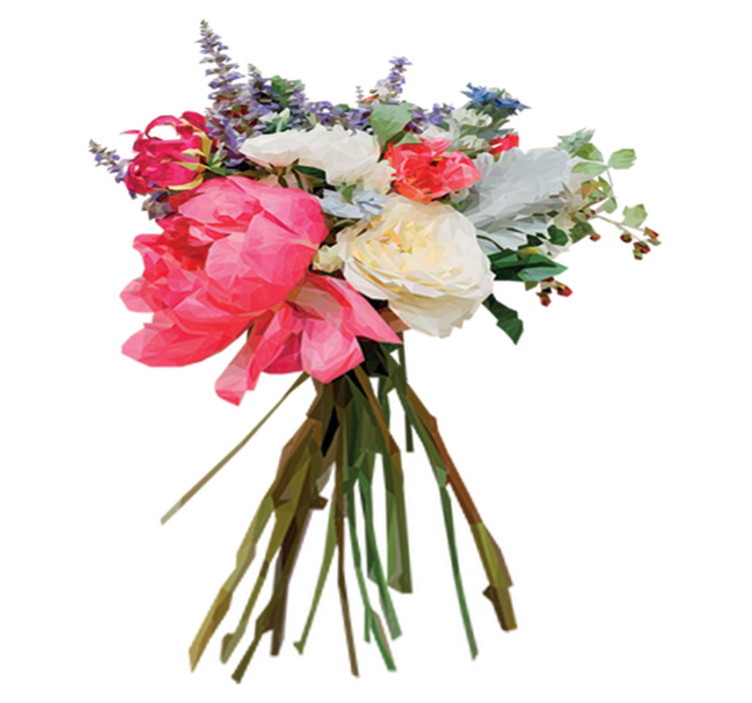 Floral vinyl rug in geometric bouquet design - TenStickers