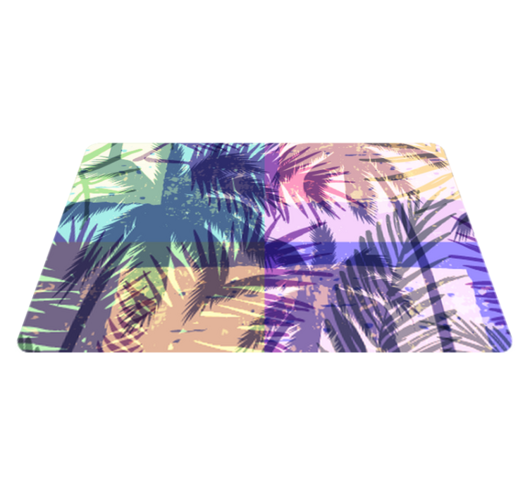 Floral vinyl rug with retro palm design - TenStickers