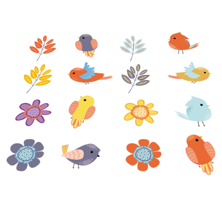 Floral vinyl rug spring birds set - TenStickers