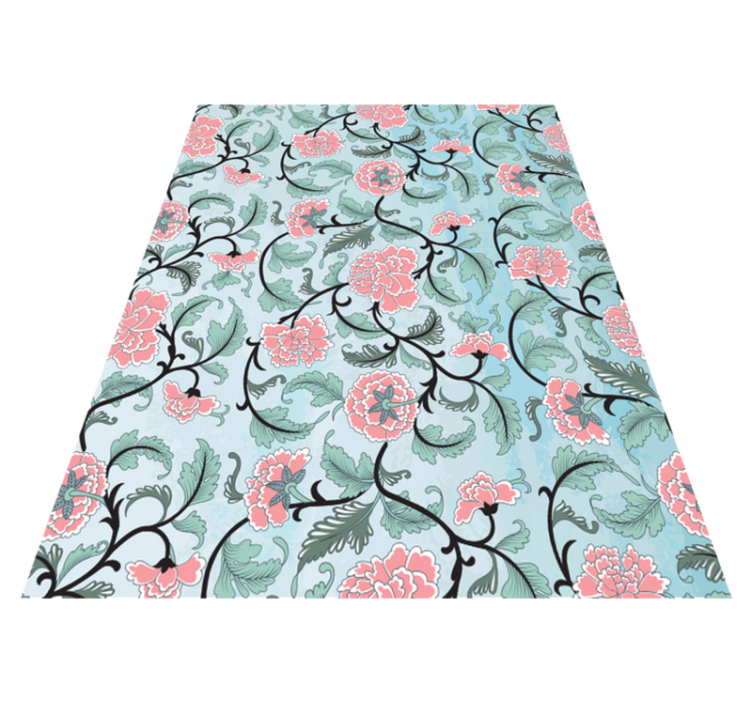 Floral vinyl rug with japanese flowers design - TenStickers
