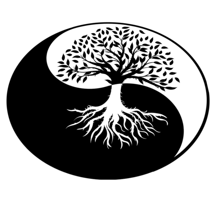 Floral vinyl rug tree of life yin yang design - TenStickers