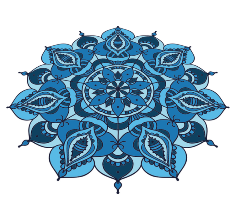 Floral vinyl rug lotus blue mandala design - TenStickers