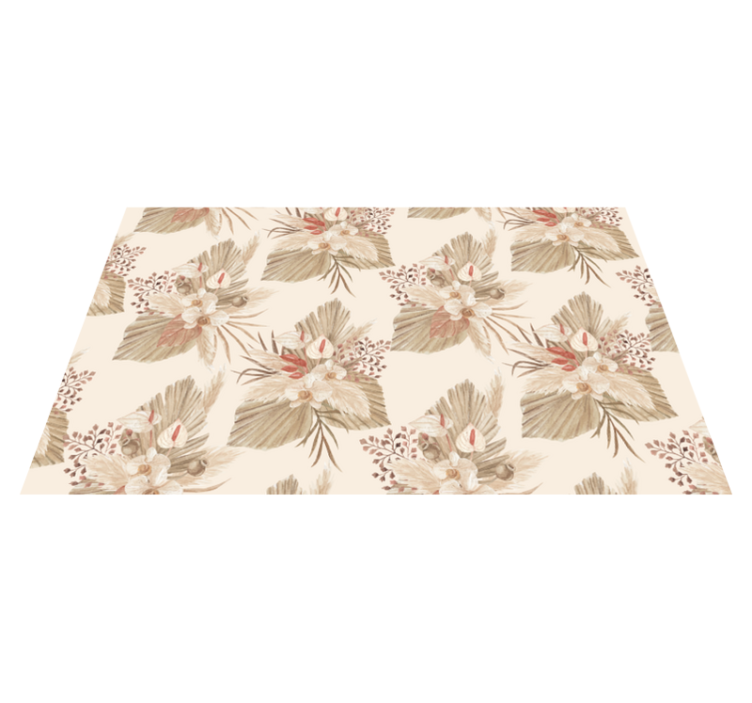 Beige dried flowers floral vinyl rug - TenStickers