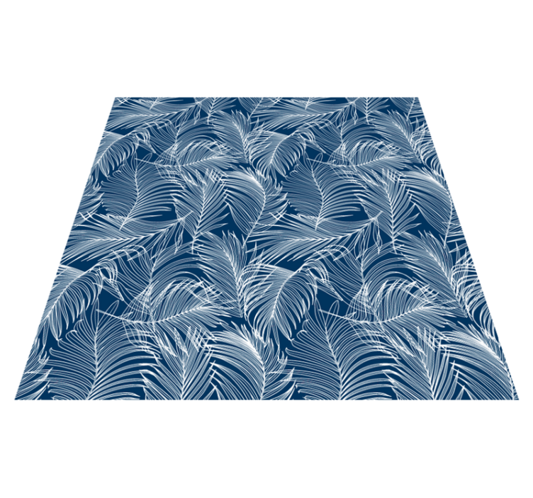 Floral vinyl rug with elegant blue leaves - TenStickers
