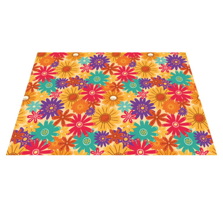 Floral vinyl rug abundant with blooms - TenStickers