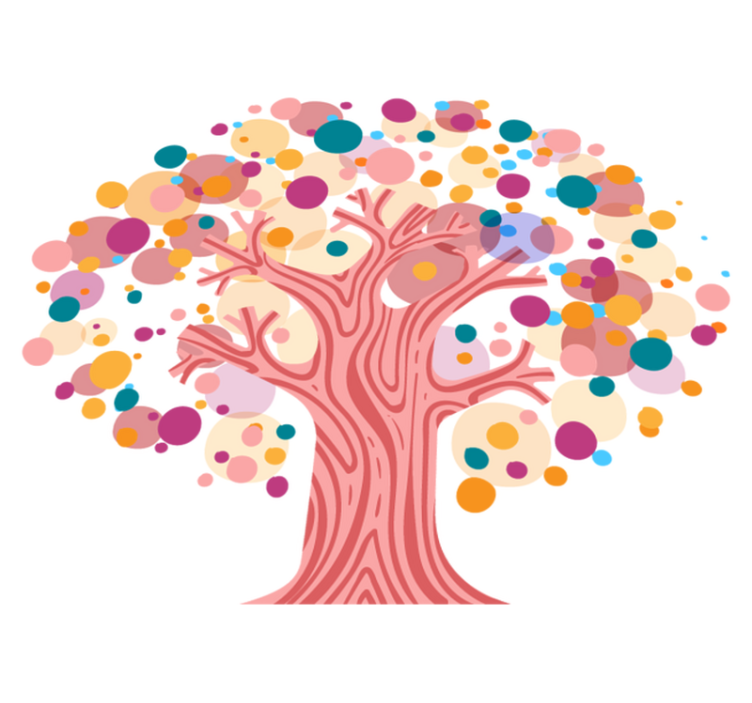 Floral vinyl rug colorful tree silhouette - TenStickers