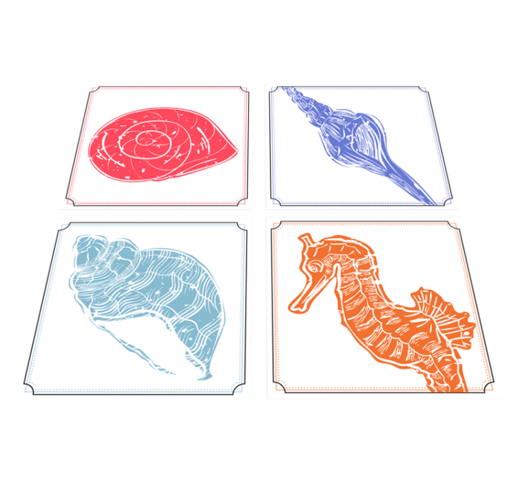 Floral vinyl rug with oceanic patterns - TenStickers