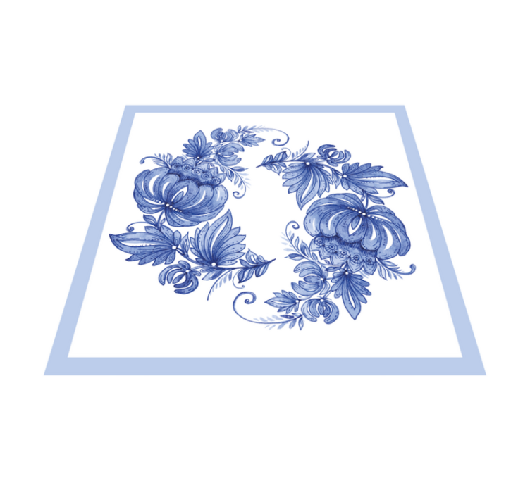 Floral vinyl rug in floral blue design - TenStickers