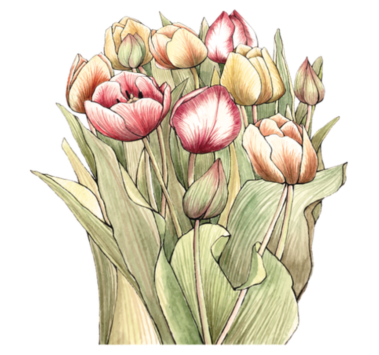 Floral vinyl rug colorful tulip bouquet - TenStickers