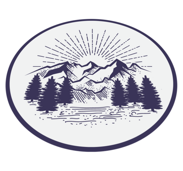 Floral vinyl rug mountain landscape circle - TenStickers