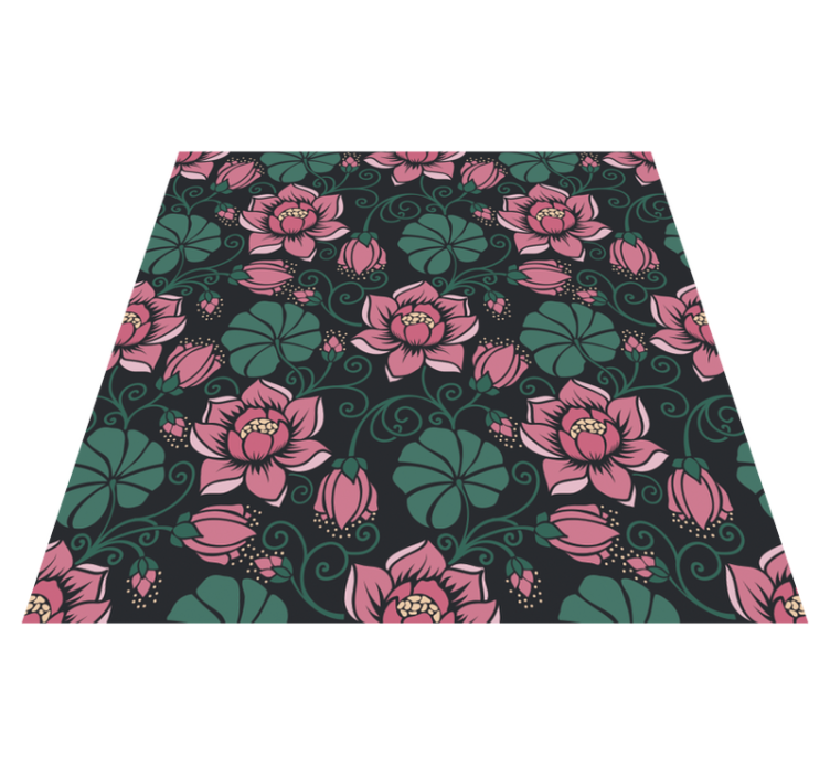 Floral vinyl rug with flowering vines design - TenStickers