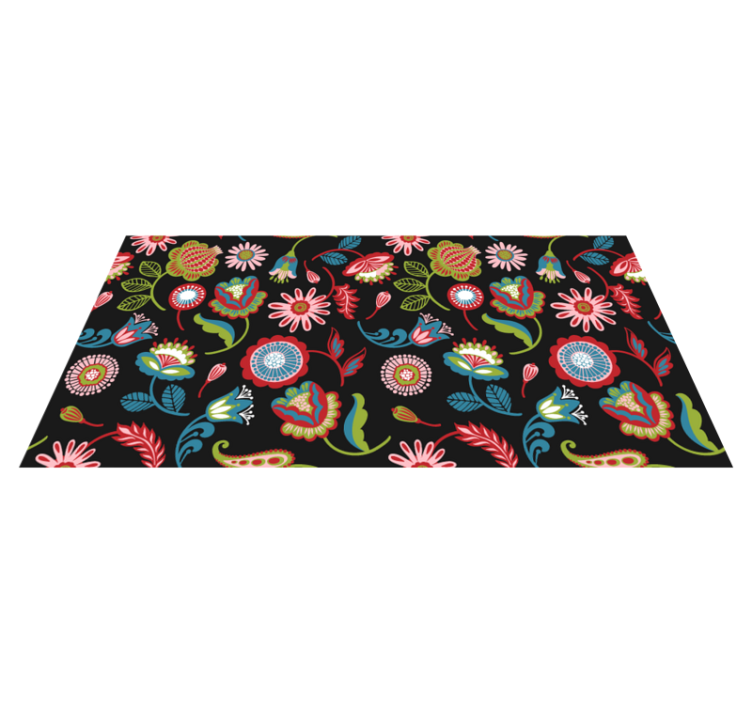 Floral vinyl rug with vibrant folk design - TenStickers