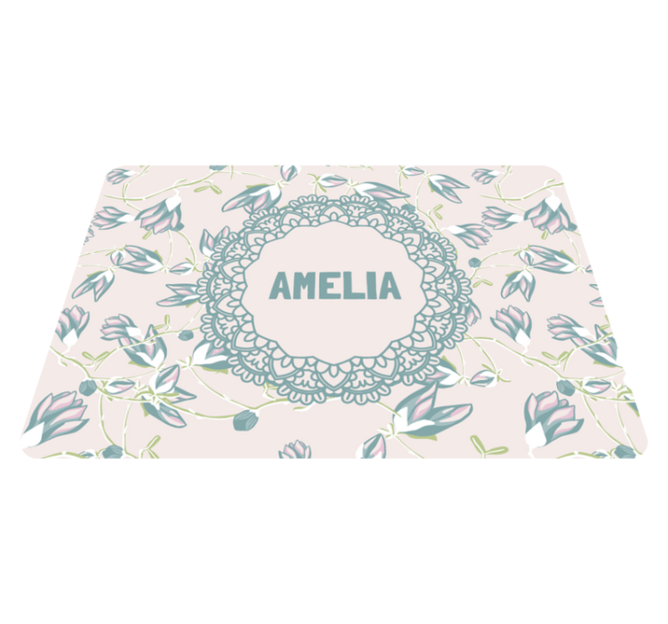Floral vinyl rug with leaves and blooms design - TenStickers