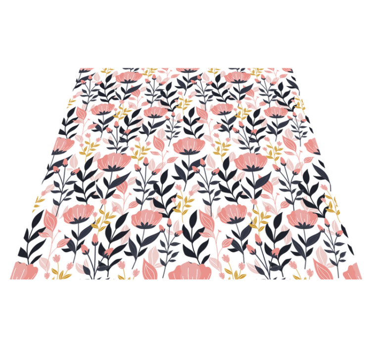 Pink flowers floral vinyl rug - TenStickers