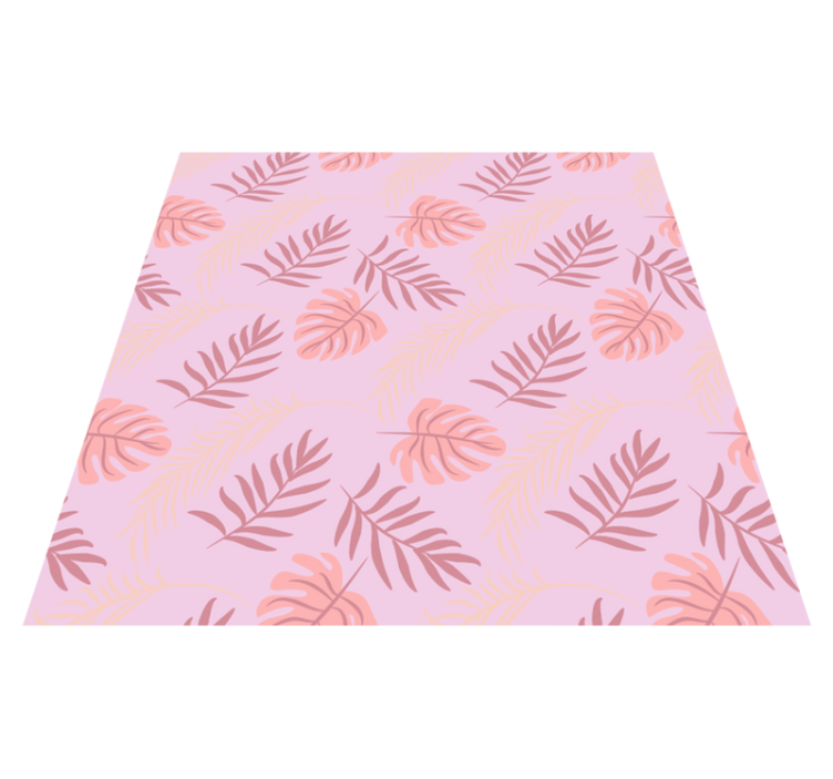 Floral vinyl rug with pink tropical leaf design - TenStickers