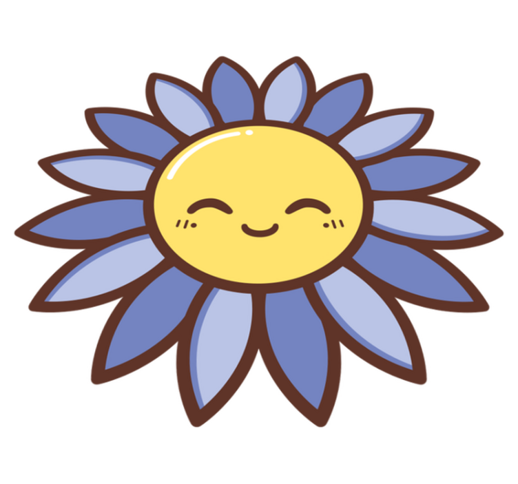 Floral vinyl rug silhouette happy purple flower - TenStickers