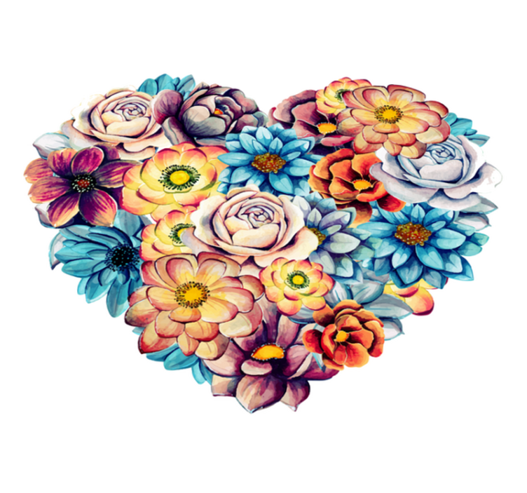 Floral vinyl rug beautiful heart of flowers - TenStickers