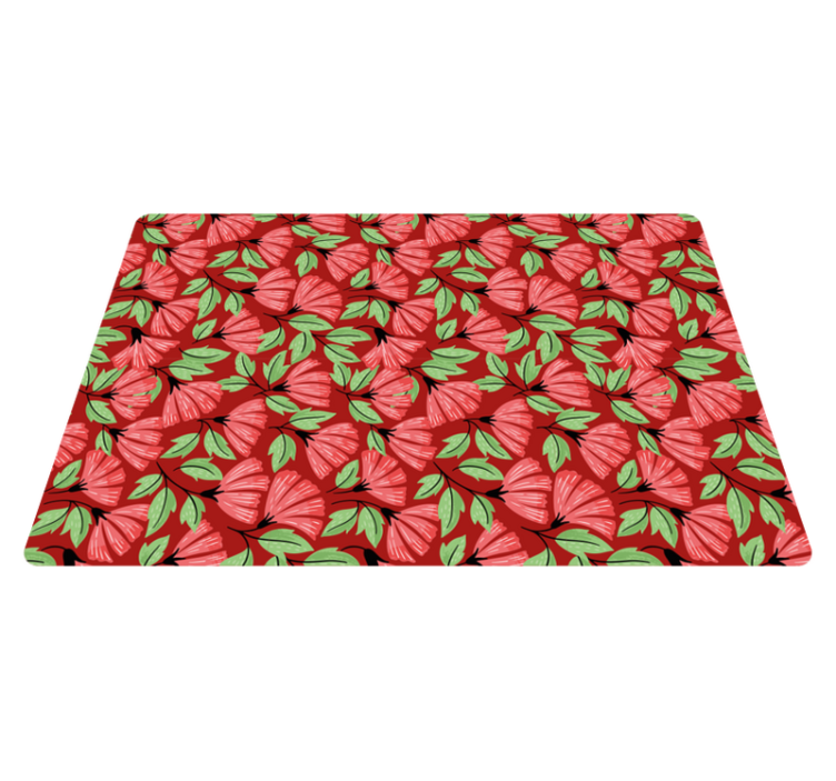 Floral vinyl rug with vintage red design - TenStickers