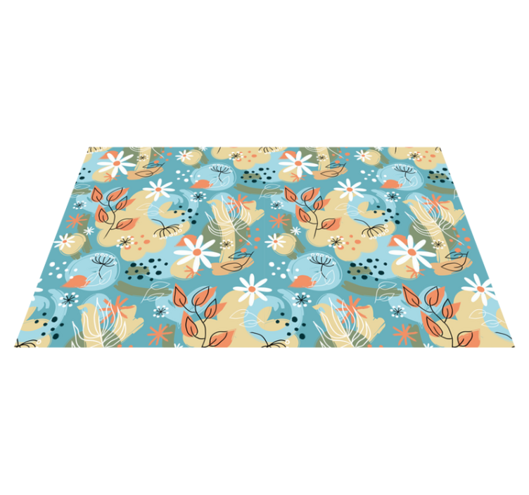 Floral vinyl rug in abstract flat floral design - TenStickers