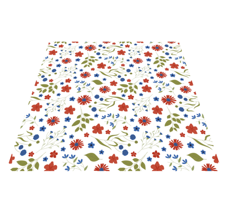 Floral vinyl rug in blue and red garden patterns - TenStickers
