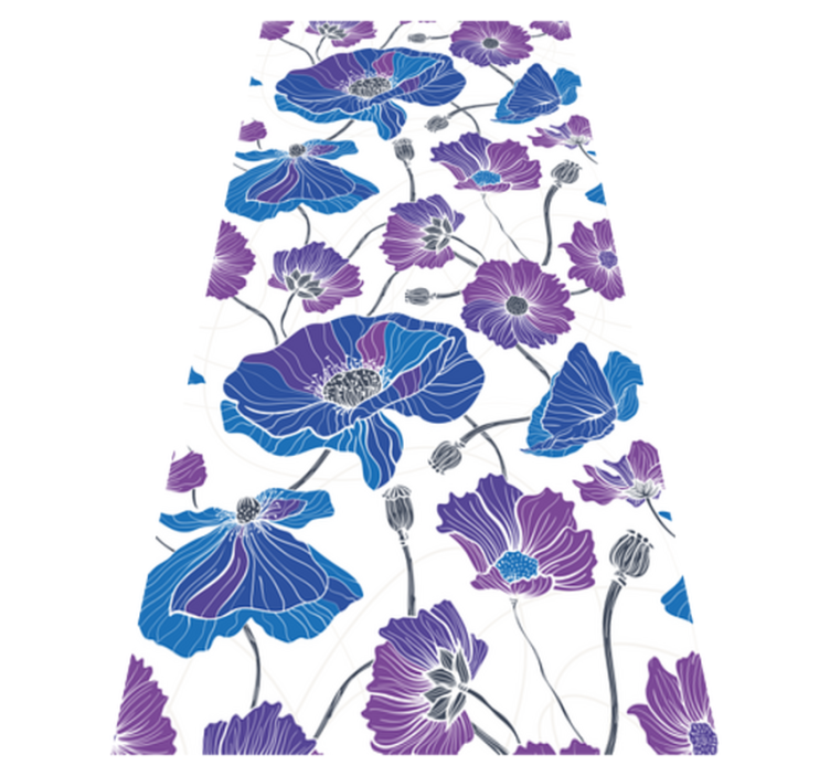 Blue and purple garden flowers floral vinyl rug - TenStickers