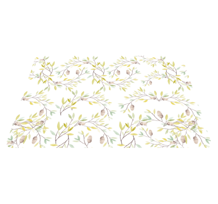 Floral vinyl rug with original watercolor green leaves - TenStickers