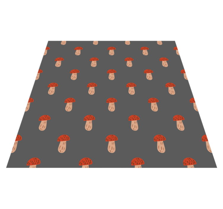 Floral vinyl rug with classic mushrooms gray background - TenStickers
