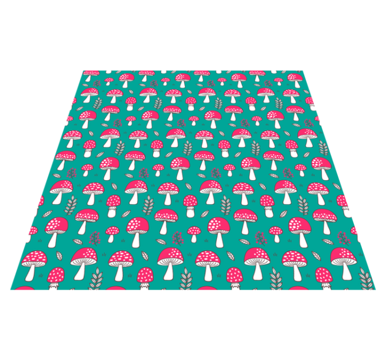 Floral vinyl rug with classic mushrooms on turquoise - TenStickers